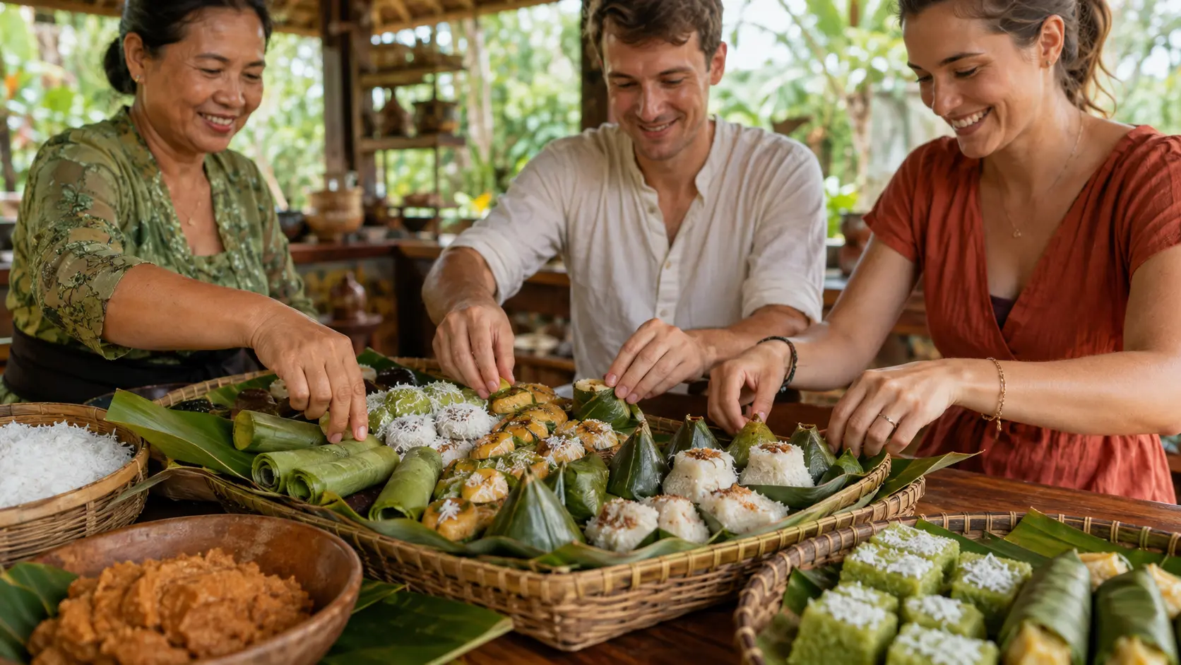 Balinese sweets made with coconut and palm sugar