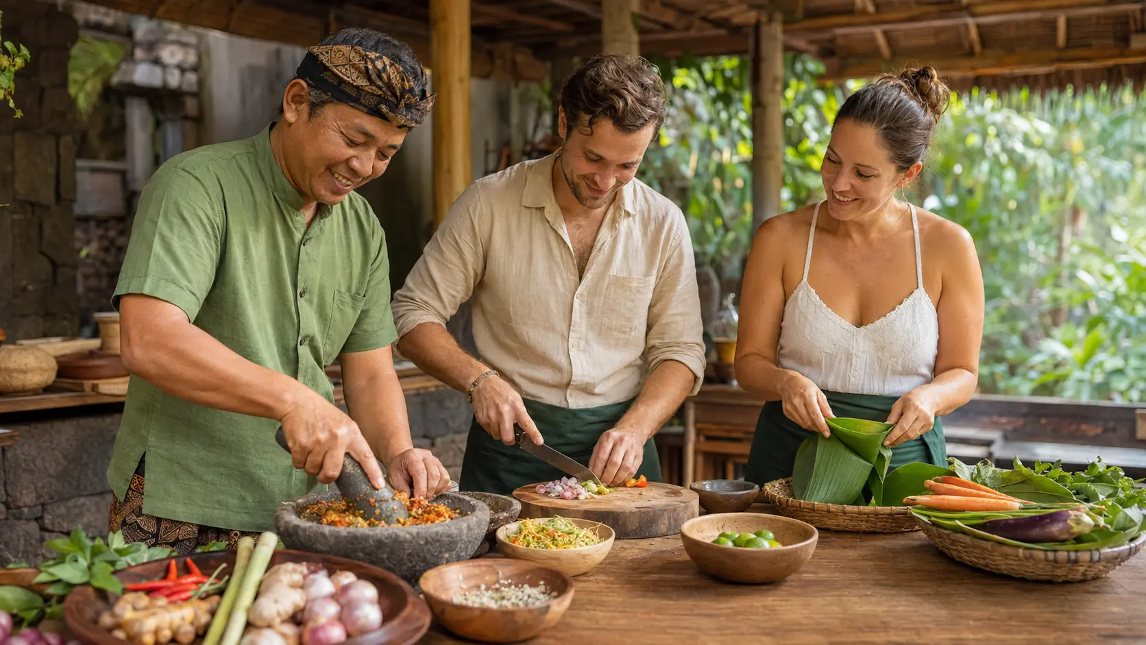 Private Balinese cooking class for one booking group near Ubud