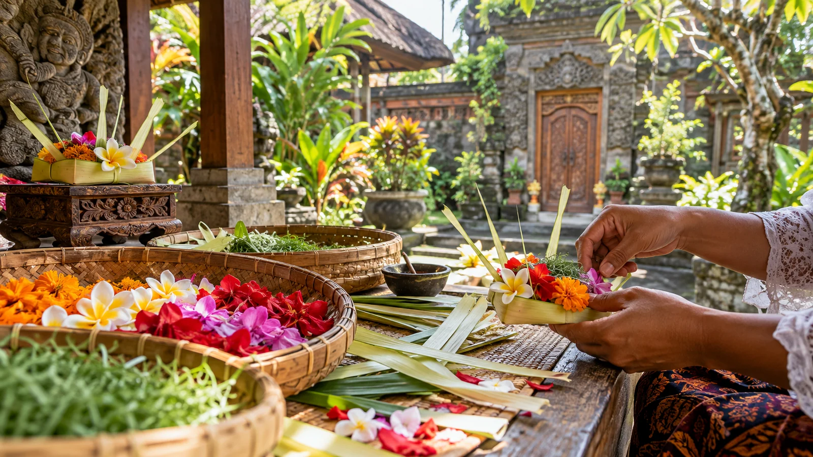 Cooking + Balinese Flower Offering Craft Experience